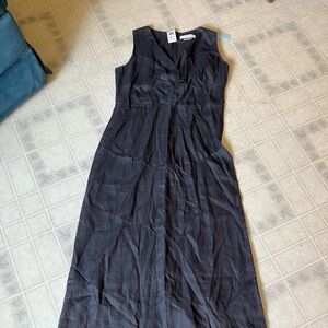 Brooks Brothers Irish Linen v neck Maxi Dress Charcoal
